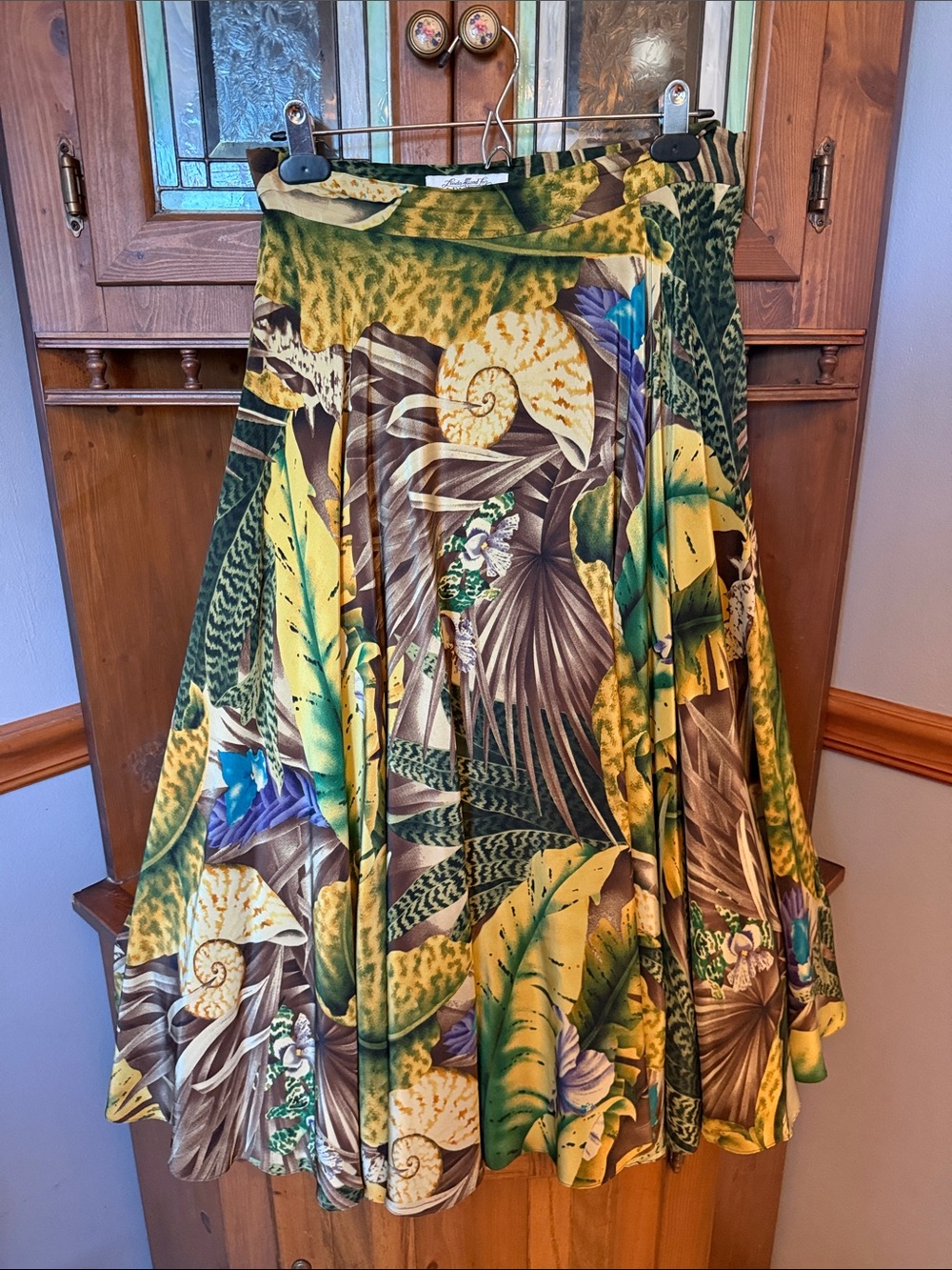 Vintage Linda Allard Ellen Tracy 100% Silk Tropical Skirt Petite 10 Button Slide